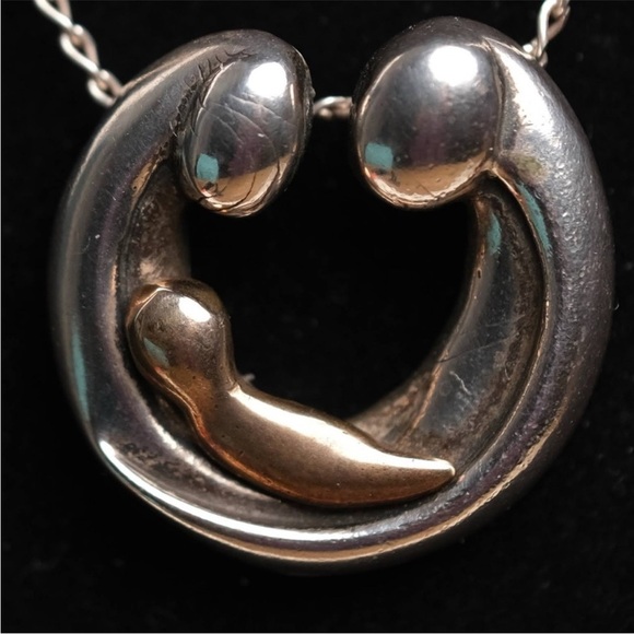 Vintage 1950s Sterling Silver Modernist Abstract Pendant Necklace - Picture 2 of 12